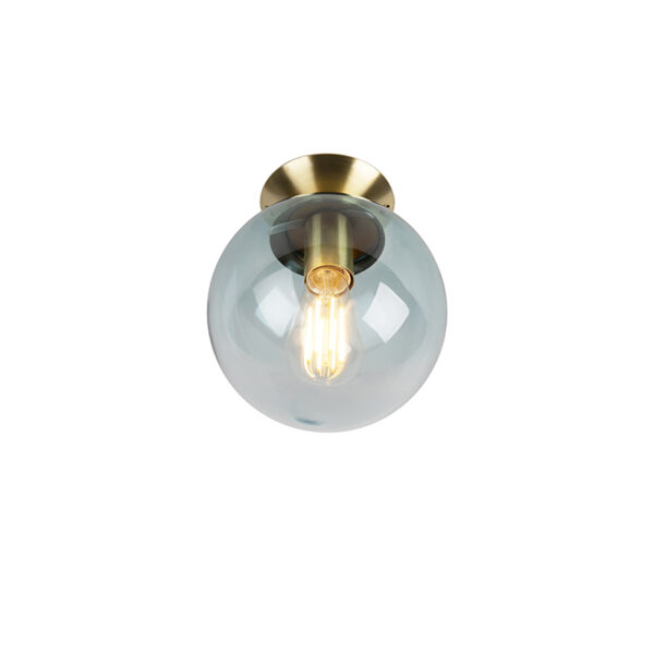 plafondlampen Art Deco plafondlamp messing met blauw glas Pallon GlasStaal Turquoise go Deze is speciaal in zijn door de ijsblauwe kleur van het en combinatie