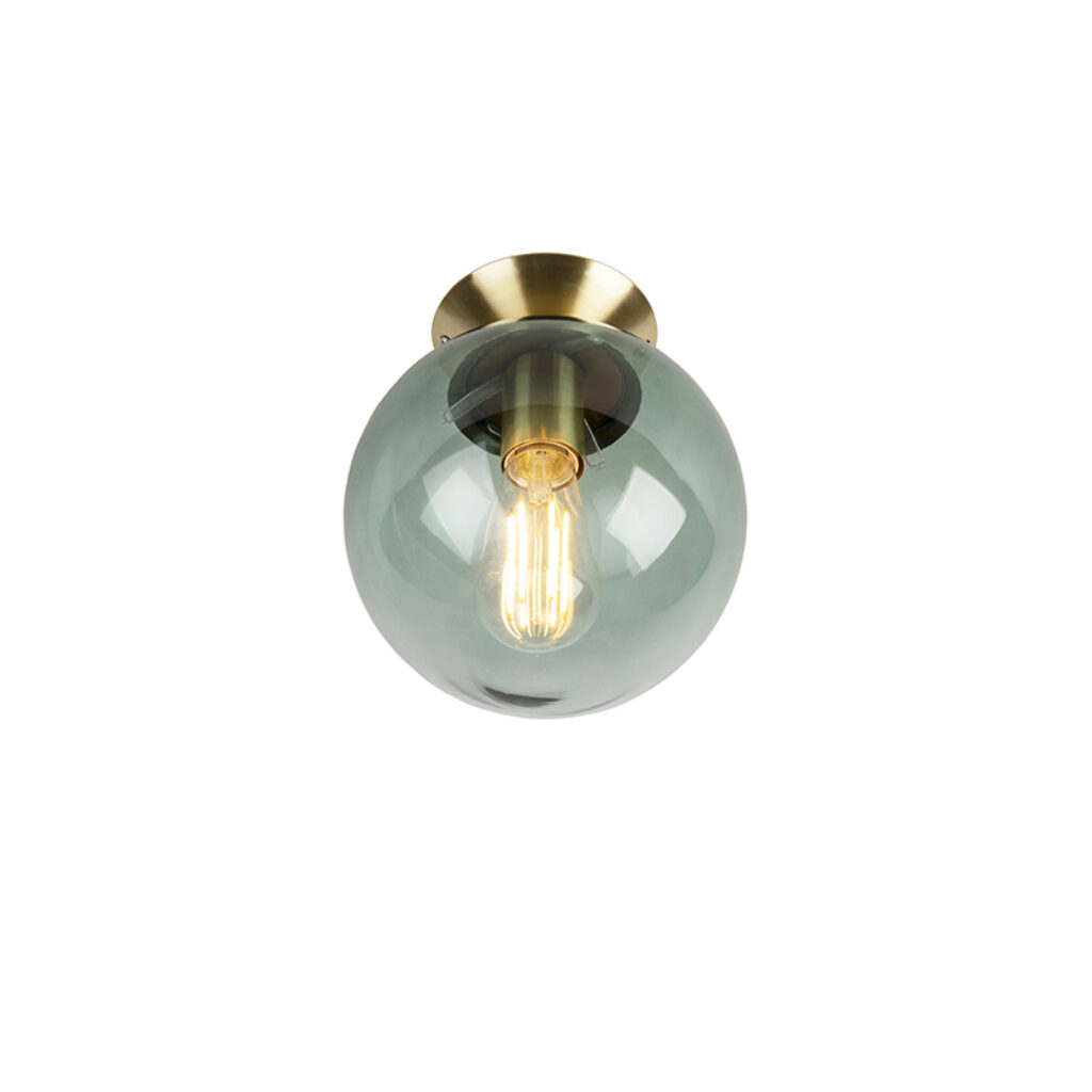 plafondlampen Art deco plafondlamp messing met groen glas Pallon GlasStaal Groen Deze is speciaal in zijn door de groene kleur van het combinatie dit echt een