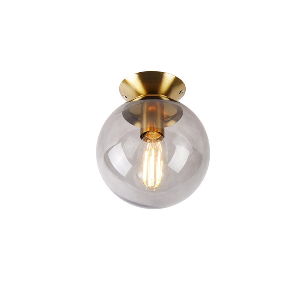 plafondlampen Art deco plafondlamp messing met smoke glas Pallon GlasStaal Deze is speciaal in zijn door de kleur van het en combinatie echt een plaatje om te