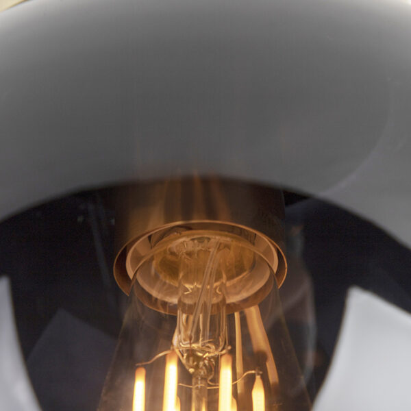 Art deco plafondlamp messing met zwart glas - Pallon - Afbeelding 2