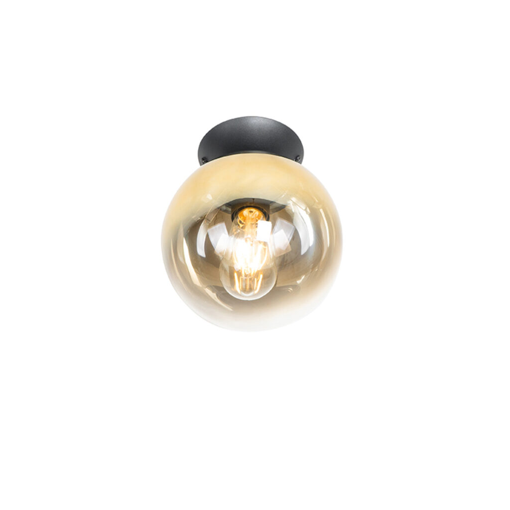 plafondlampen Art deco plafondlamp zwart met goud glas pallon GlasStaal Goud Ben je op zoek naar stijlvolle Dan is deze Pallon echt iets voor Een Deco die