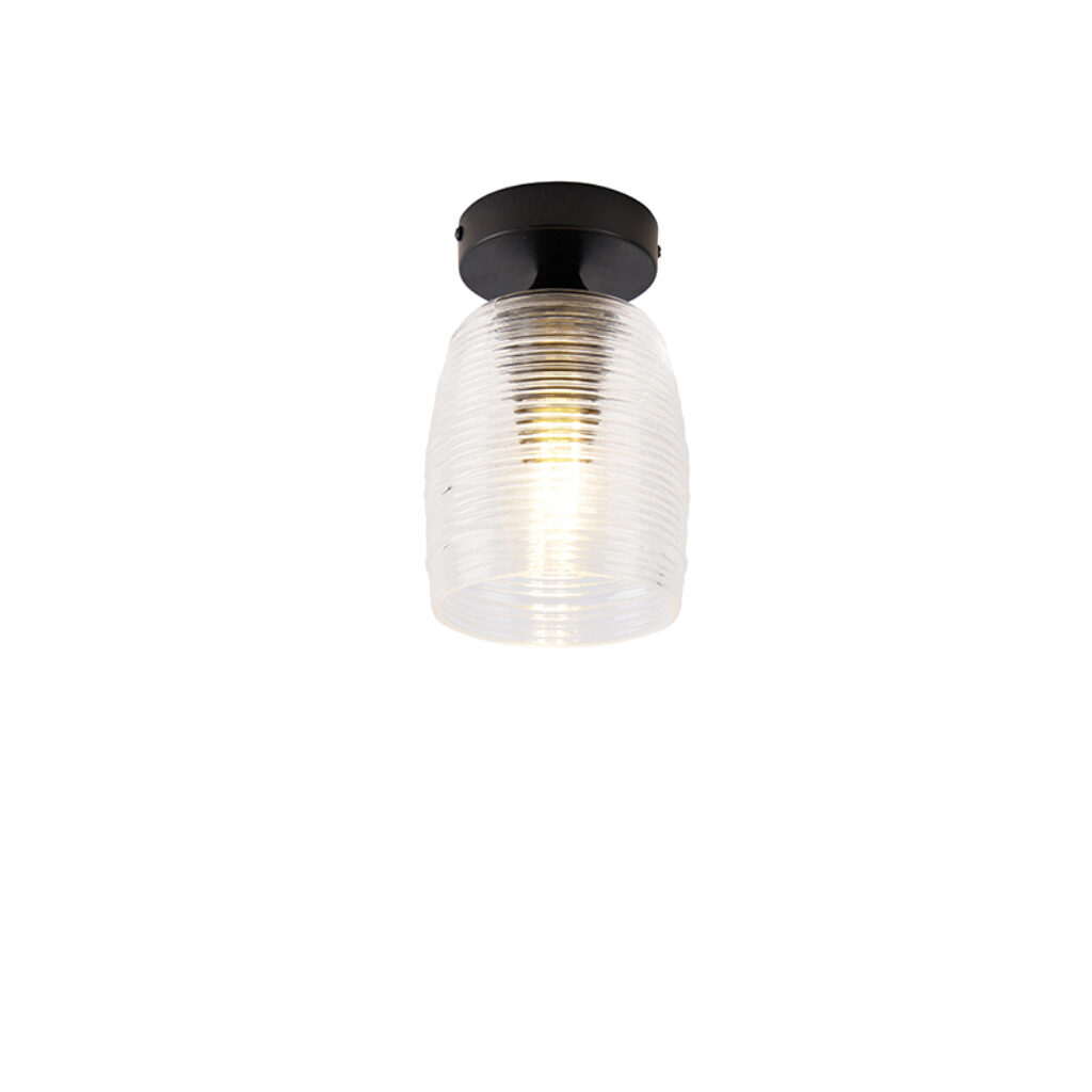 plafondlampen Art deco plafondlamp zwart Michi GlasStaal Zwart Een echte Deco toevoeging in elke ruimte huis onze plafondlamp. Perfect te gebruiken als