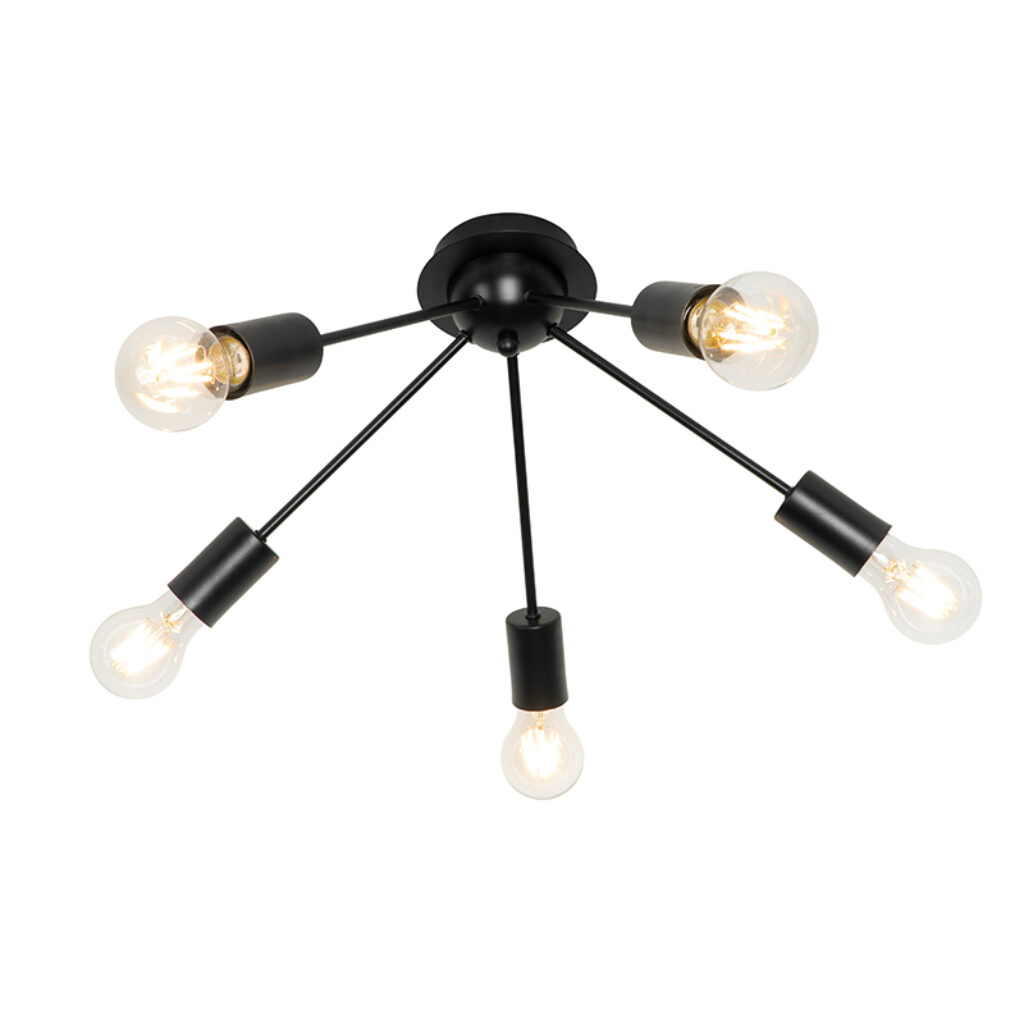 plafondlampen Art Deco plafondlamp zwart rond Facil Staal Zwart Wat een mooie is deze ronde De lamp gemaakt van staal en matzwart wat het moderne tijdloze maakt