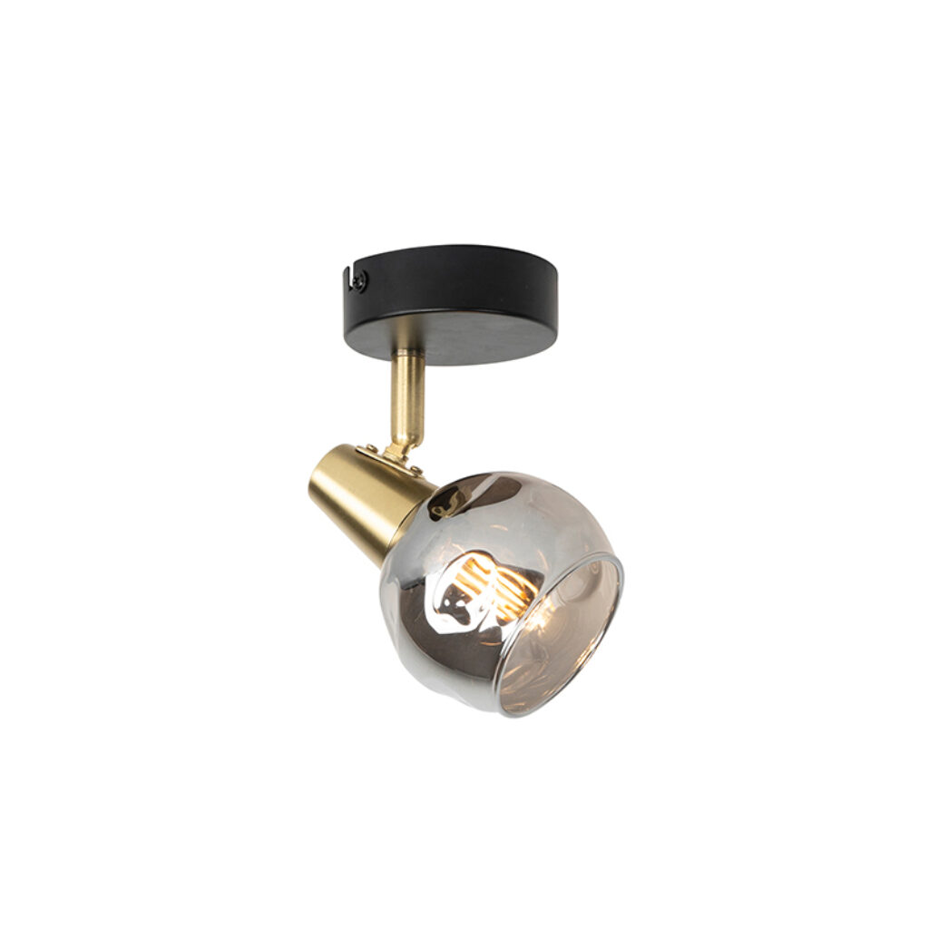 plafondlampen Art Deco spot goud met smoke glas Vidro GlasStaal go deze prachtige Vidro. De is gemaakt van staal en afgewerkt in goud. glazen kap heeft een