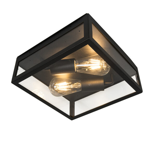 plafondlampen buiten buitenplafondlamp zwart Rotterdam Roestvrij staal Zwart Deze buitenlamp is een strakke plafondlamp. Hij bestaat uit vierkant frame voorzien