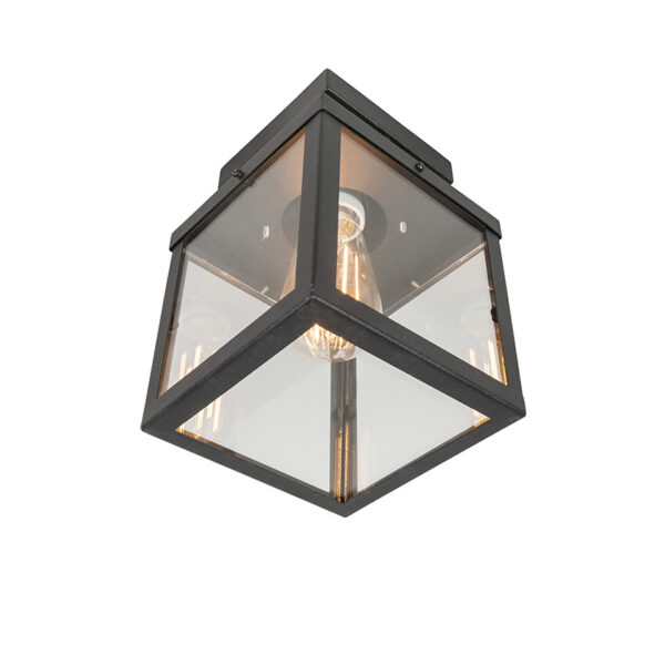 plafondlampen buiten buitenplafondlamp zwart Rotterdam GlasRoestvrij staal Zwart Deze bestaat uit een vierkant frame voorzien van glazen panelen aan de