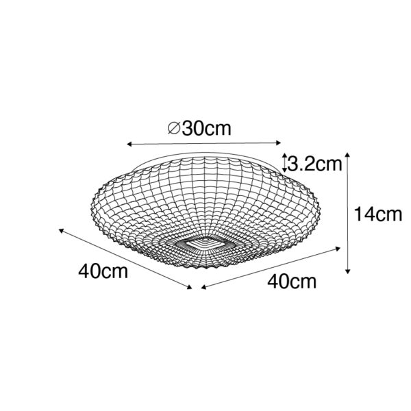 Klassieke plafondlamp zwart met amber glas 40 cm IP44 - Damian - Afbeelding 3