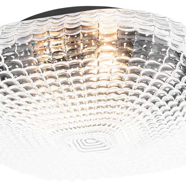 Klassieke plafondlamp zwart met helder glas 40 cm IP44 - Damian - Afbeelding 2