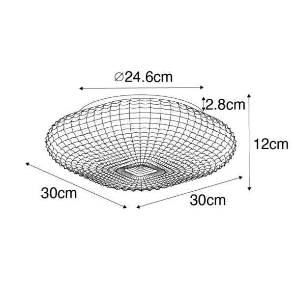 Klassieke plafondlamp zwart met helder glas 30 cm IP44 - Damian - Afbeelding 3