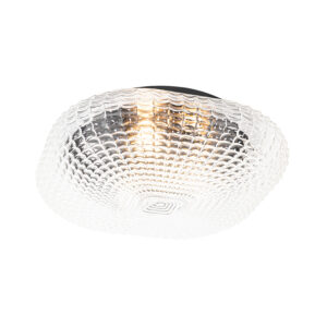 plafondlampen buiten Klassieke plafondlamp zwart met helder glas 40 cm IP44 Damian GlasStaal Transparant Een duurzame in een klassiek is de perfecte