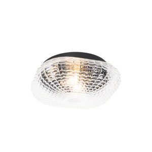 plafondlampen buiten Klassieke plafondlamp zwart met helder glas 30 cm IP44 Damian GlasStaal Transparant Een duurzame in een klassiek is de perfecte