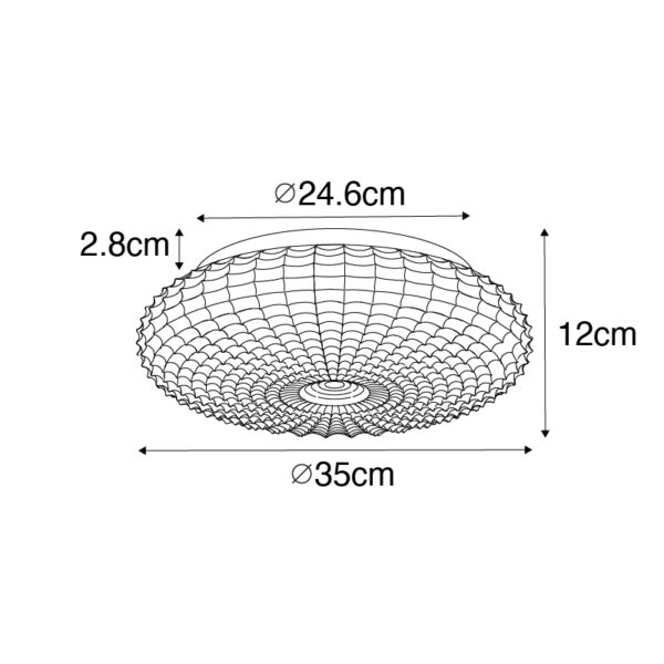 Klassieke plafondlamp zwart met opaal glas 35 cm IP44 - Nohmi - Afbeelding 3