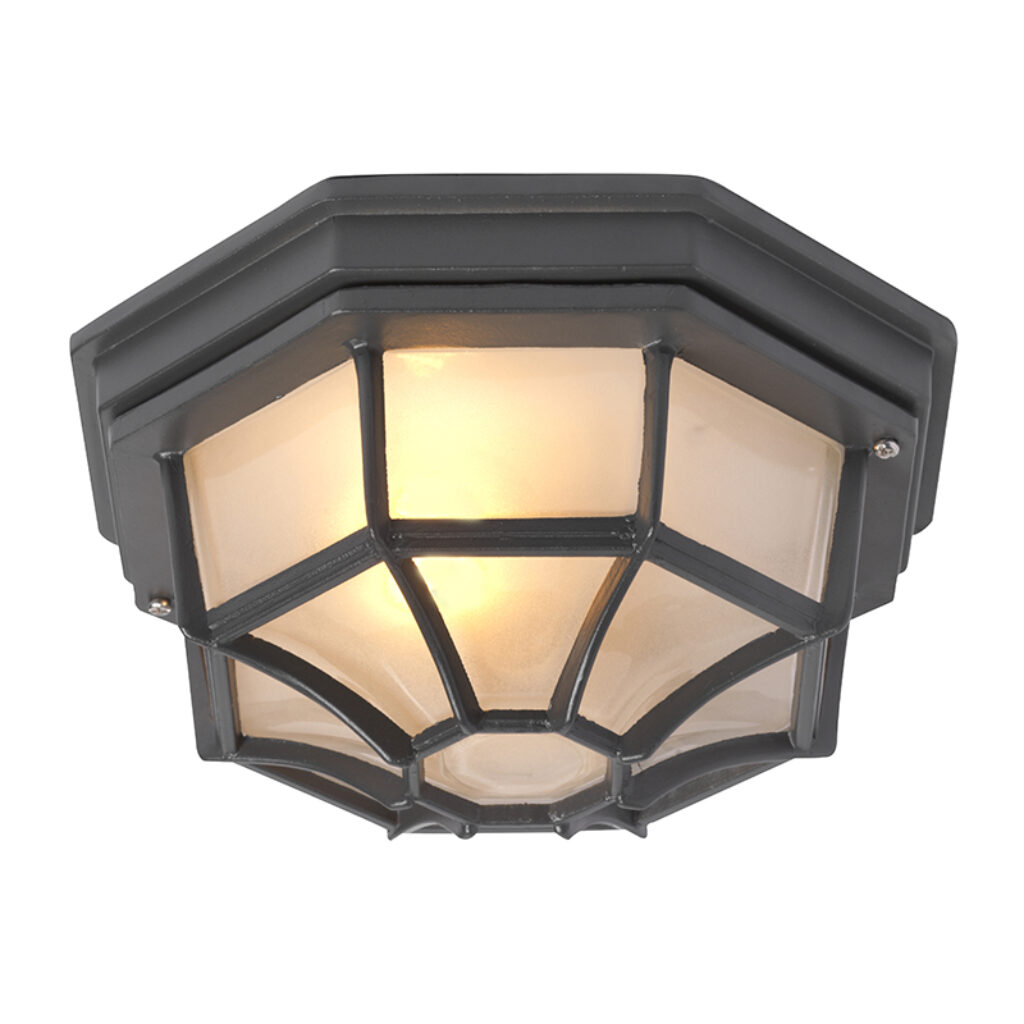 plafondlampen buiten Landelijke plafondlamp donkergrijs IP44 Bri L AluminiumGlas Donkergrijs Topkwaliteit buitenlamp is deze bestaande uit glas en aluminium in