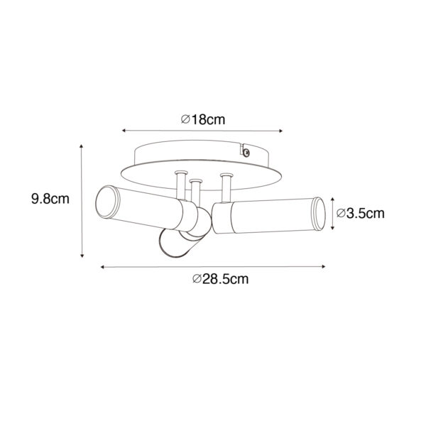 Moderne badkamer plafondlamp chroom 3-lichts IP44 - Bath - Afbeelding 3