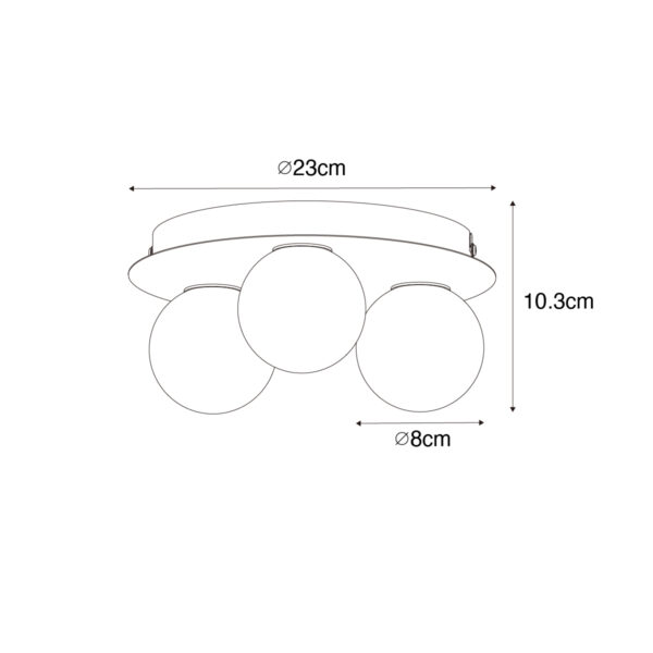 Moderne badkamer plafondlamp messing 3-lichts - Cederic - Afbeelding 3