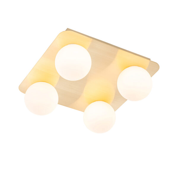 plafondlampen buiten Moderne badkamer plafondlamp messing vierkant Cederic StaalGlas