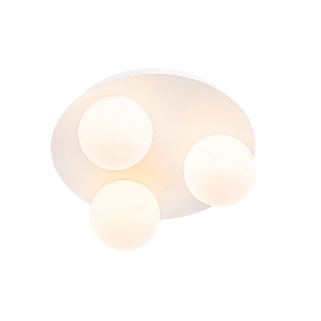 plafondlampen buiten Moderne badkamer plafondlamp wit Cederic StaalGlas Wit