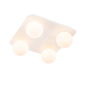 plafondlampen buiten Moderne badkamer plafondlamp wit vierkant Cederic StaalGlas Wit