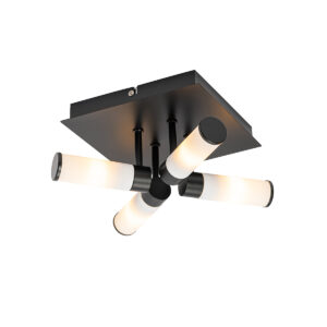 plafondlampen buiten Moderne badkamer plafondlamp zwart IP44 Bath StaalGlas Zwart