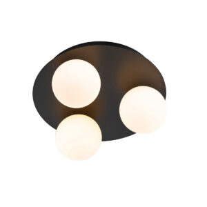 plafondlampen buiten Moderne badkamer plafondlamp zwart Cederic StofGlas Zwart
