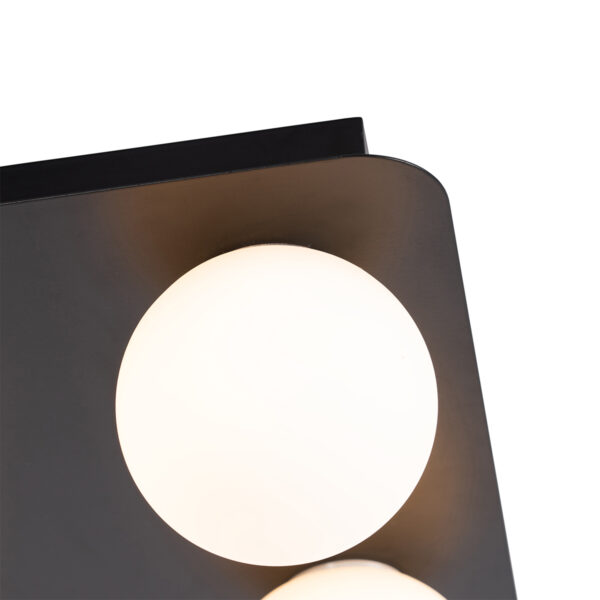 Moderne badkamer plafondlamp zwart vierkant 4-lichts - Cederic - Afbeelding 2