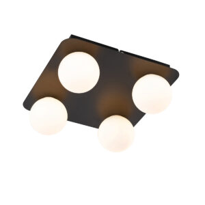 plafondlampen buiten Moderne badkamer plafondlamp zwart vierkant Cederic StaalGlas Zwart