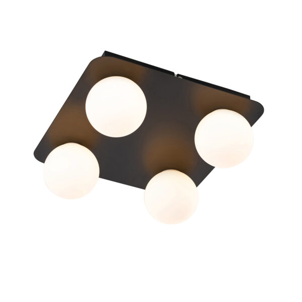 plafondlampen buiten Moderne badkamer plafondlamp zwart vierkant Cederic StaalGlas Zwart