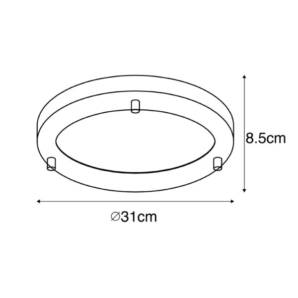 Moderne plafonnière goud 31 cm IP44 - Yuma - Afbeelding 3