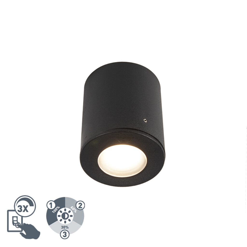 plafondlampen buiten Moderne opbouwspot zwart IP55 incl. 1 x GU10 Franca Kunststof Zwart Om je tuin terras of zelfs de badkamer in spotlights te zetten is deze