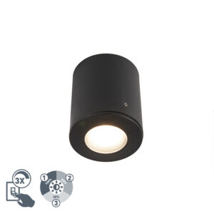 plafondlampen buiten Moderne opbouwspot zwart IP55 incl. 1 x GU10 Franca Kunststof Zwart Om je tuin terras of zelfs de badkamer in spotlights te zetten is deze