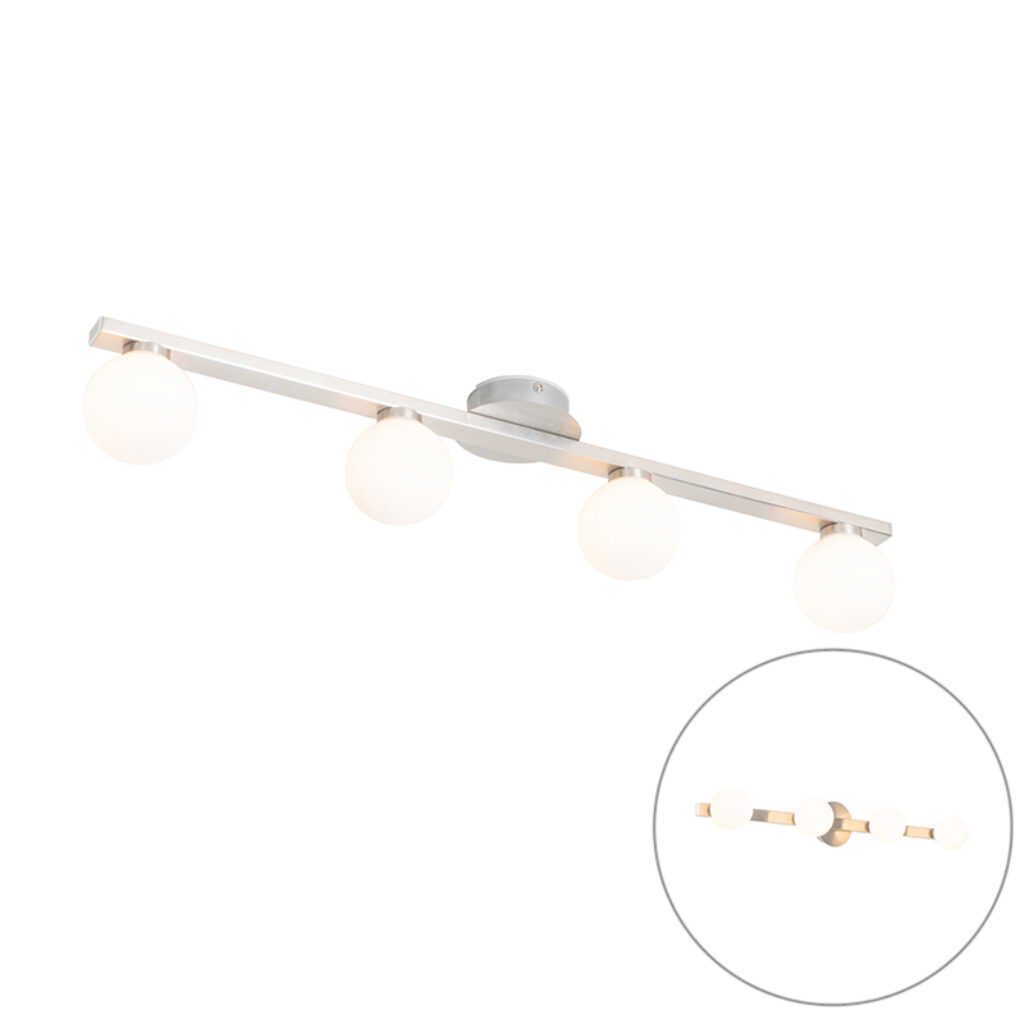 plafondlampen buiten Moderne plafondlamp staal IP44 Cederic GlasStaal Staal Deze grote trekt de aandacht in je badkamer. Wie heeft er ooit gezegd dat een