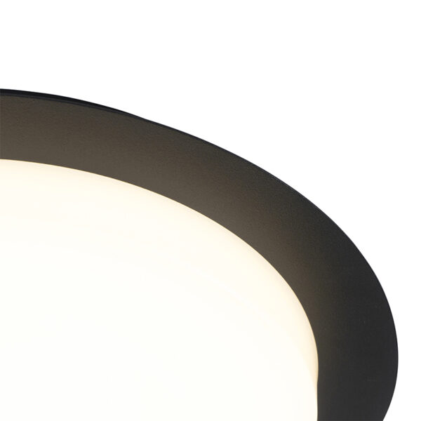 Moderne plafondlamp zwart rond incl. LED IP44 - Lys - Afbeelding 2