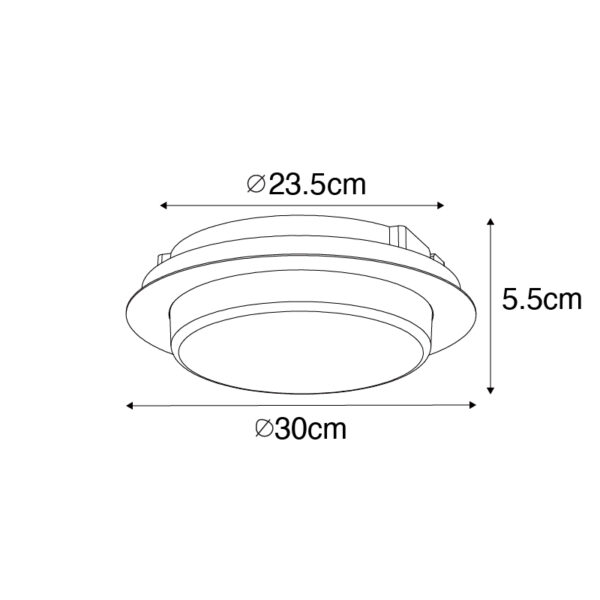 Moderne plafondlamp zwart rond incl. LED IP44 - Lys - Afbeelding 3