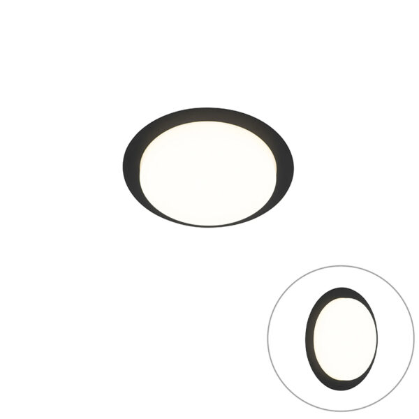 plafondlampen buiten Moderne plafondlamp zwart rond incl. LED IP44 Lys Roestvrij staal Zwart Een strakke die zowel als in de badkamer prachtig zal staan. Met