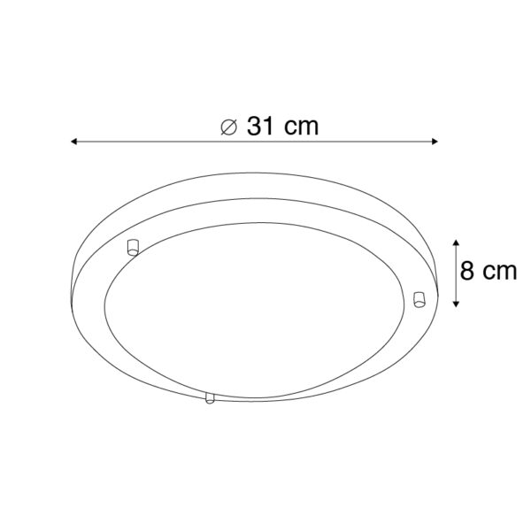 Moderne plafonnière staal 31 cm IP44 - Yuma - Afbeelding 3