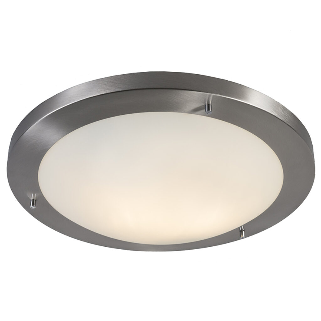 plafondlampen buiten Moderne staal 41 cm IP44 Yuma Staal De is een grote strakke moderne plafondlamp in hoogwaardige kwaliteit die goed tegen water Hij heeft
