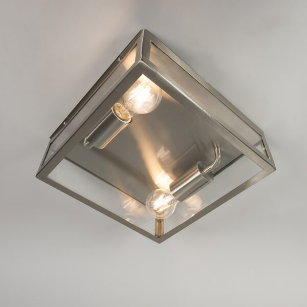 Moderne vierkante buitenplafondlamp staal 2-lichts - Rotterdam - Afbeelding 2