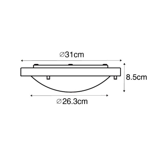 Moderne plafonnière wit 31 cm IP44 - Yuma - Afbeelding 3