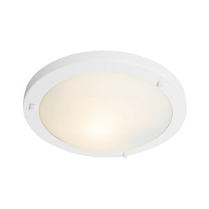 plafondlampen buiten Moderne wit 31 cm IP44 Yuma StaalGlas Wit Een klassiek model deze tijdloze die de perfecte basisverlichting zal vormen in huis. Met zijn