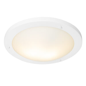 plafondlampen buiten Moderne wit 41 cm IP44 Yuma StaalGlas Wit Een klassiek model deze tijdloze die de perfecte basisverlichting zal vormen in huis. Met zijn