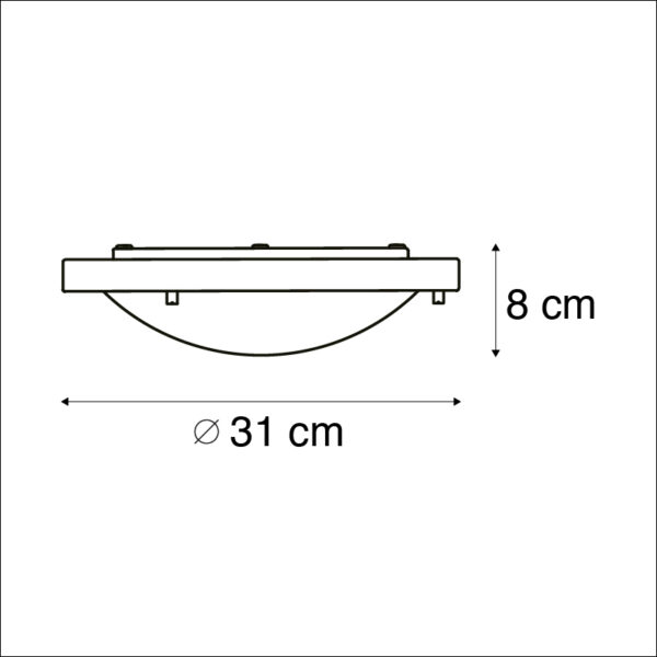 Moderne plafonnière zwart 31 cm IP44 - Yuma - Afbeelding 3