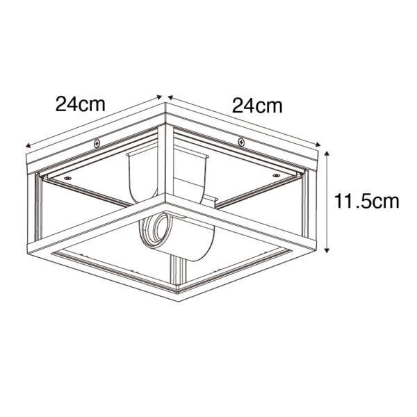 Industriële plafondlamp roestbruin IP44 2-lichts - Charlois - Afbeelding 3
