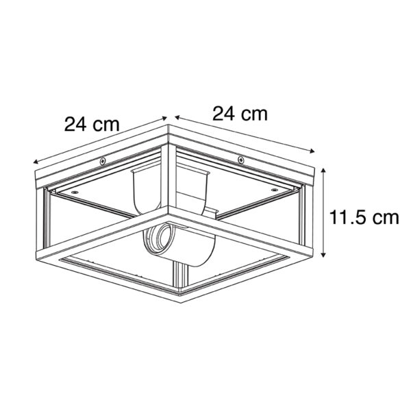 Industriële plafondlamp zwart IP44 2-lichts - Charlois - Afbeelding 3