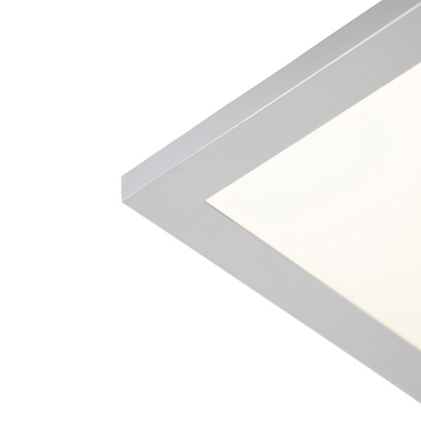 Strakke langwerpige plafondlamp chroom incl. LED IP44 - Flat - Afbeelding 2