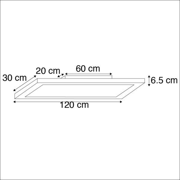 Strakke langwerpige plafondlamp chroom incl. LED IP44 - Flat - Afbeelding 3