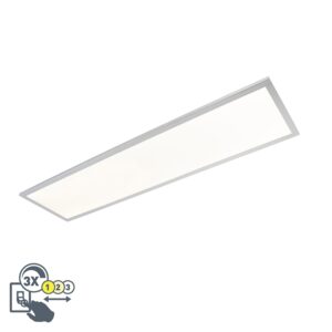 plafondlampen buiten Strakke langwerpige plafondlamp chroom incl. LED IP44 Flat KunststofStaal Chroom Deze is een strakke passend in elk De lamp heeft lichtbron