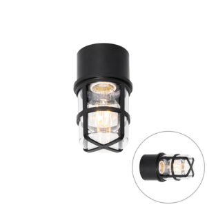 plafondlampen buiten en wandlamp zwart met heldere kap IP54 Kiki Kunststof Zwart Is jouw voordeur of overkapping toe aan een moderne Dan is buitenlamp wat je