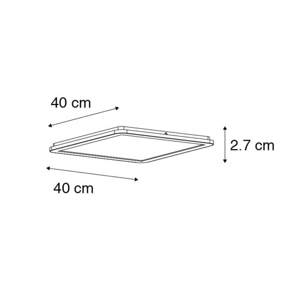 Plafonnière zwart 40 cm incl. LED 3-staps dimbaar IP44 - Steve - Afbeelding 3