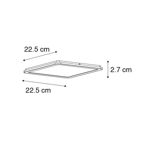 Plafonnière zwart 22,5 cm incl. LED 3-staps dimbaar IP44 - Steve - Afbeelding 3