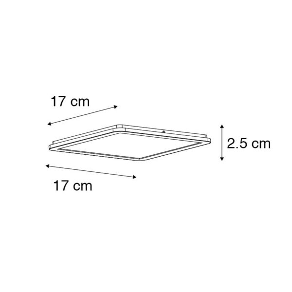 Plafonnière zwart incl. LED 3-staps dimbaar IP44 - Steve - Afbeelding 3